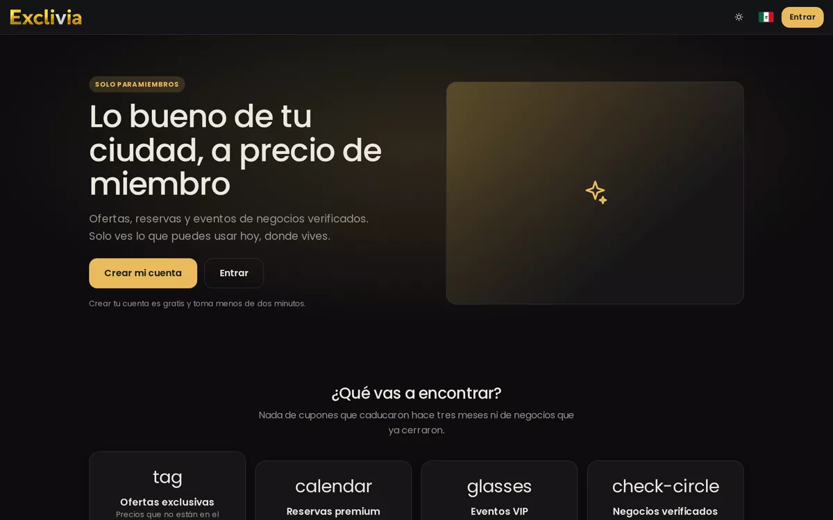 Portada de la plataforma Exclivia